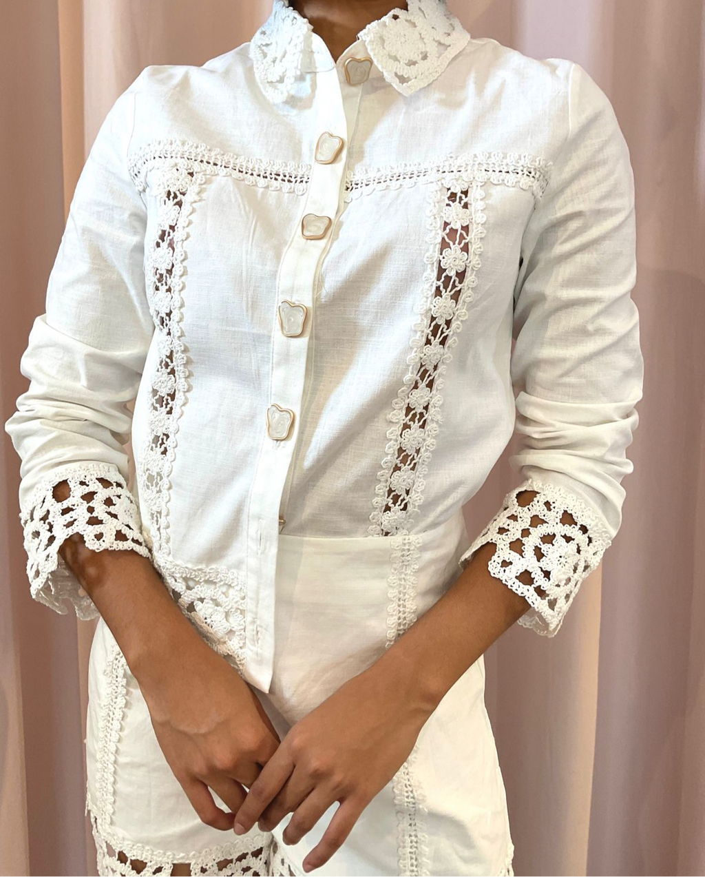 Set short blanco encaje