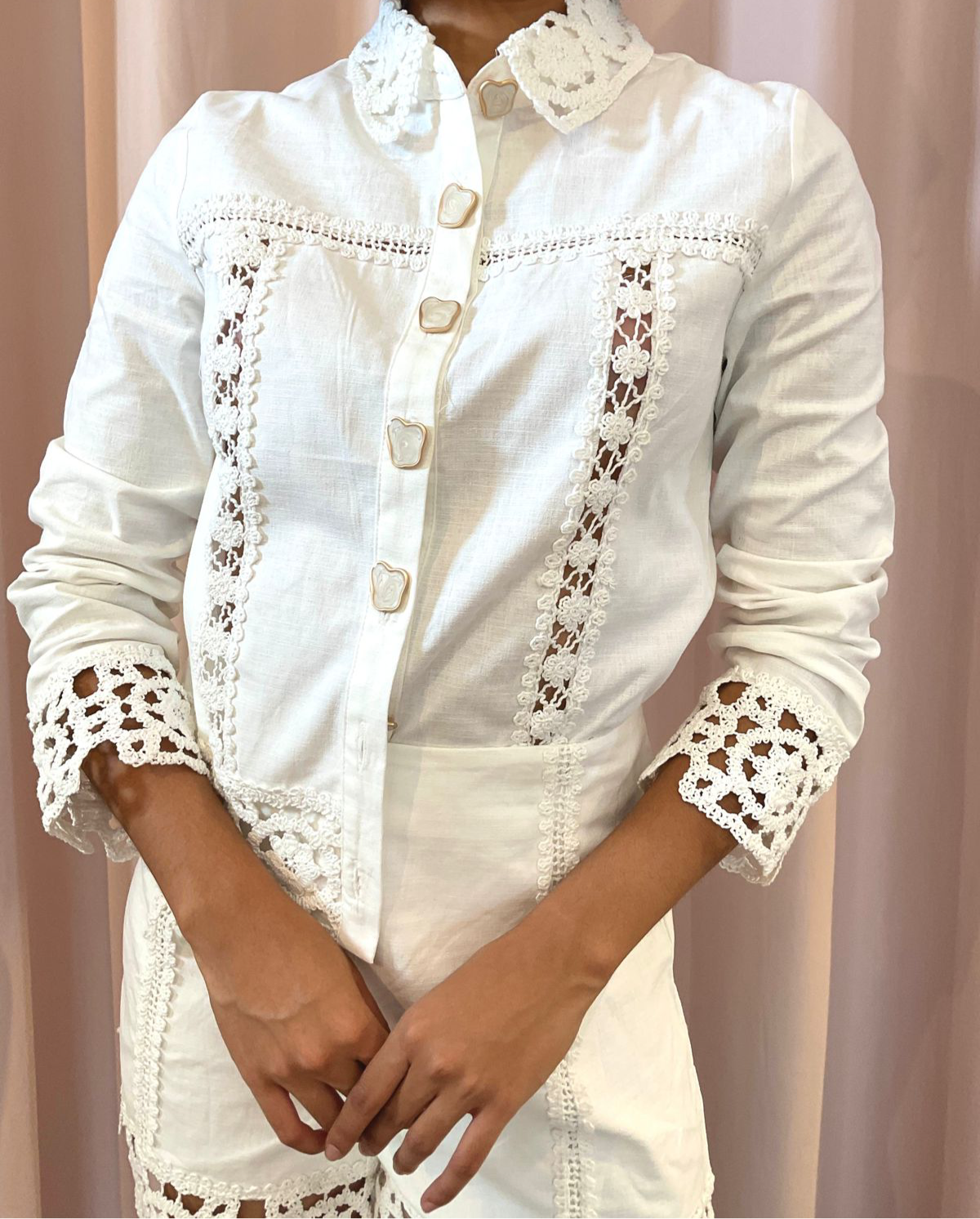 Set short blanco encaje