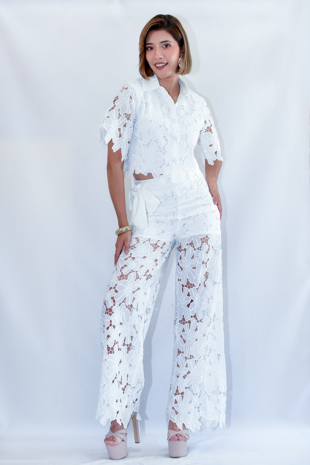 Set  Pantalon Encaje Blanco