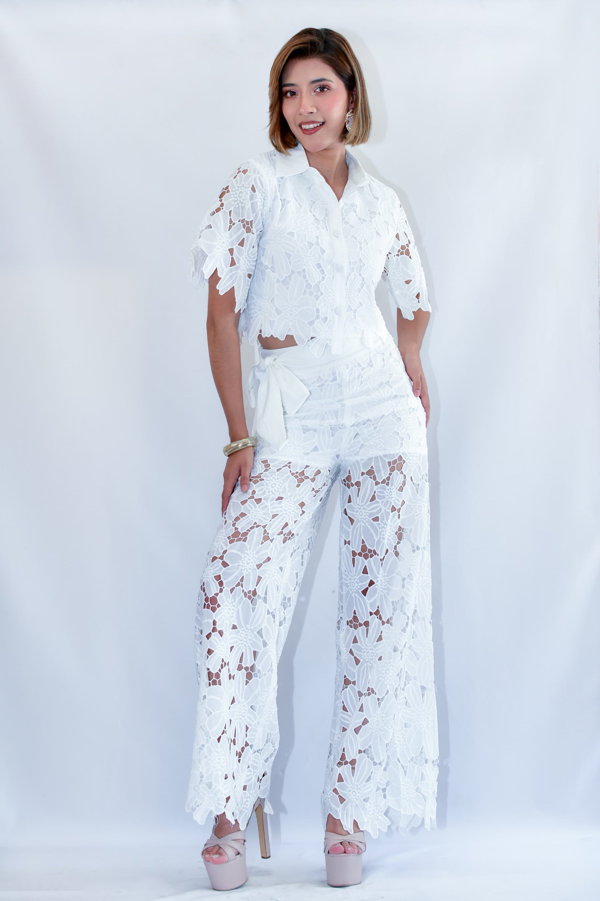 Set  Pantalon Encaje Blanco