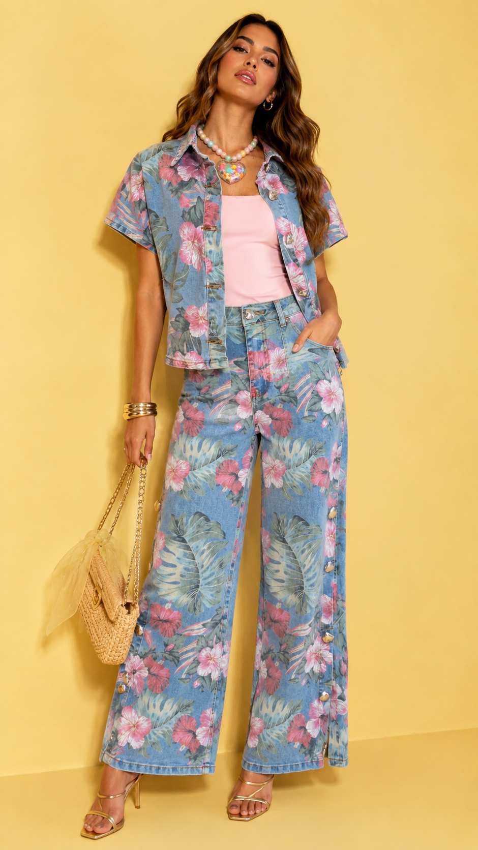 Set Denim floral