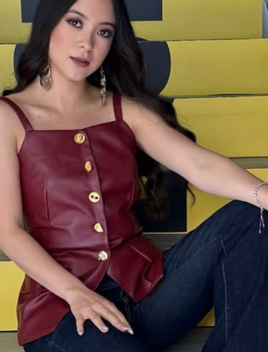 Blusa  vini piel color vino