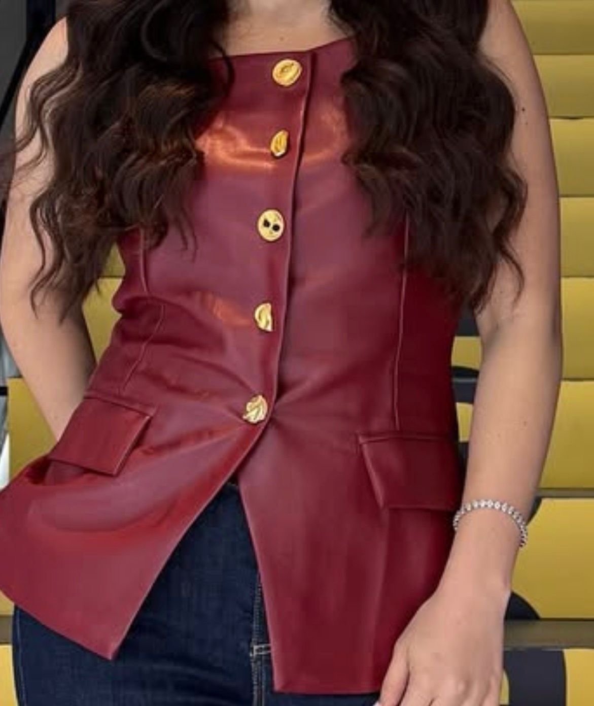 Blusa  vini piel color vino