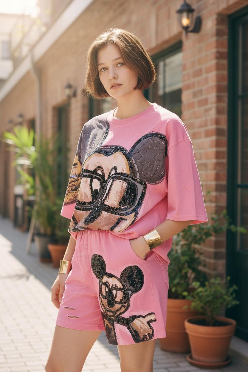 Conjunto casual en color rosa Mickey Mouse