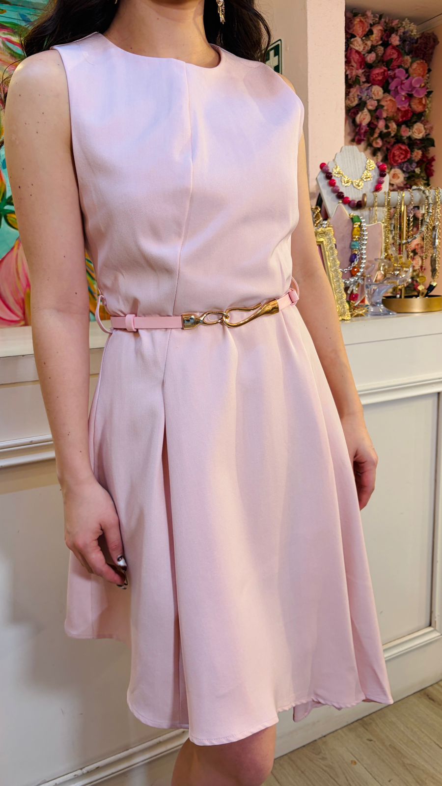 Vestido asimétrico color palo de rosa