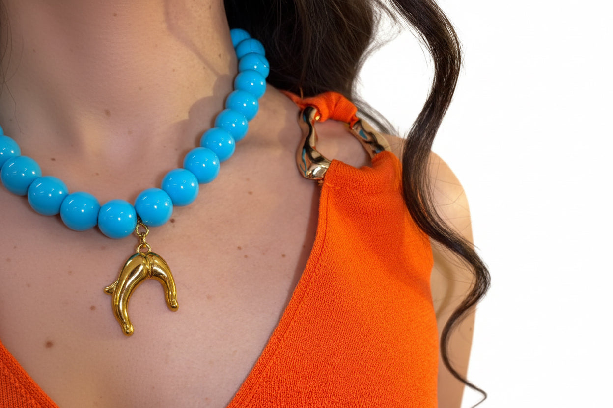 Blusa con Escote en V Cruzado,color Naranja Vibrante