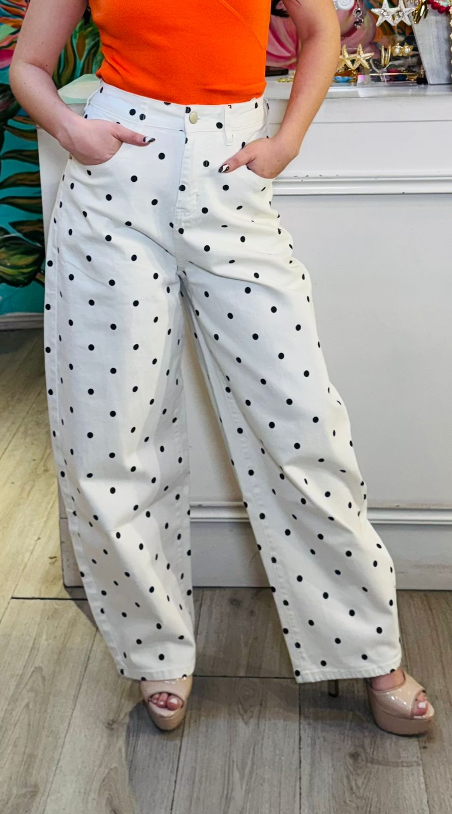Pantalon Polka dots barre