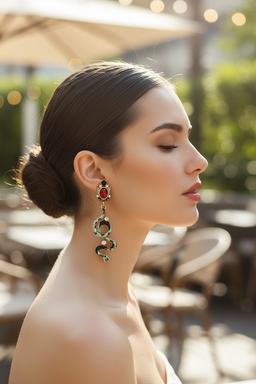 Arete estilo art nouvea serpiente