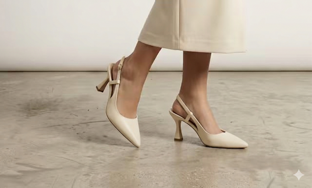 Zapatillas Slingback de Punta Fina - Color Crema claro