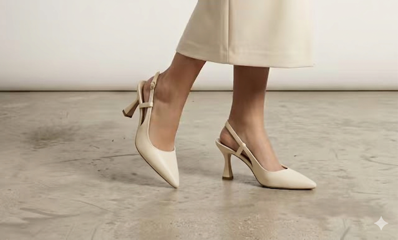 Zapatillas Slingback de Punta Fina - Color Crema claro