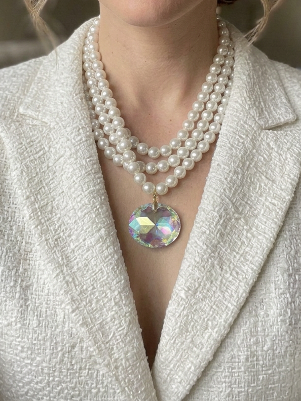 Collar de perlas 4 capas