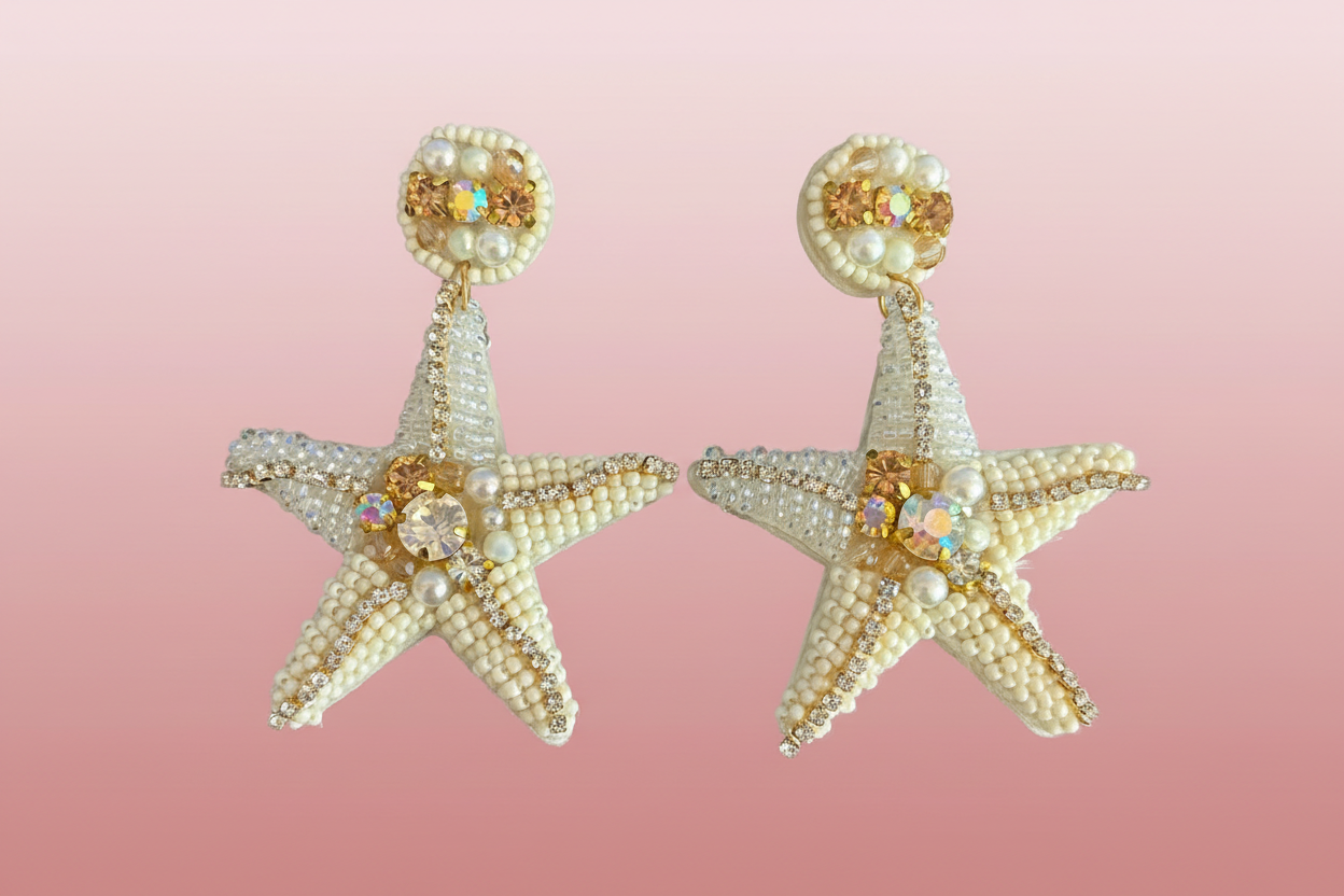 Aretes de Estrella de Mar blancos
