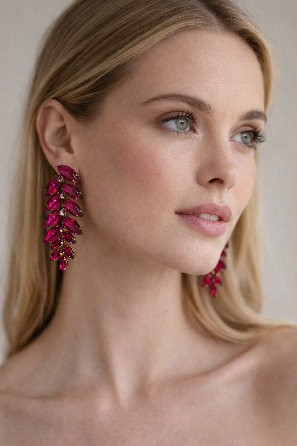 Aretes Cascada Fucsia