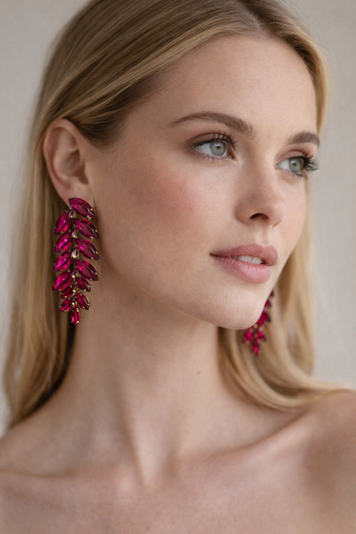 Aretes Cascada Fucsia