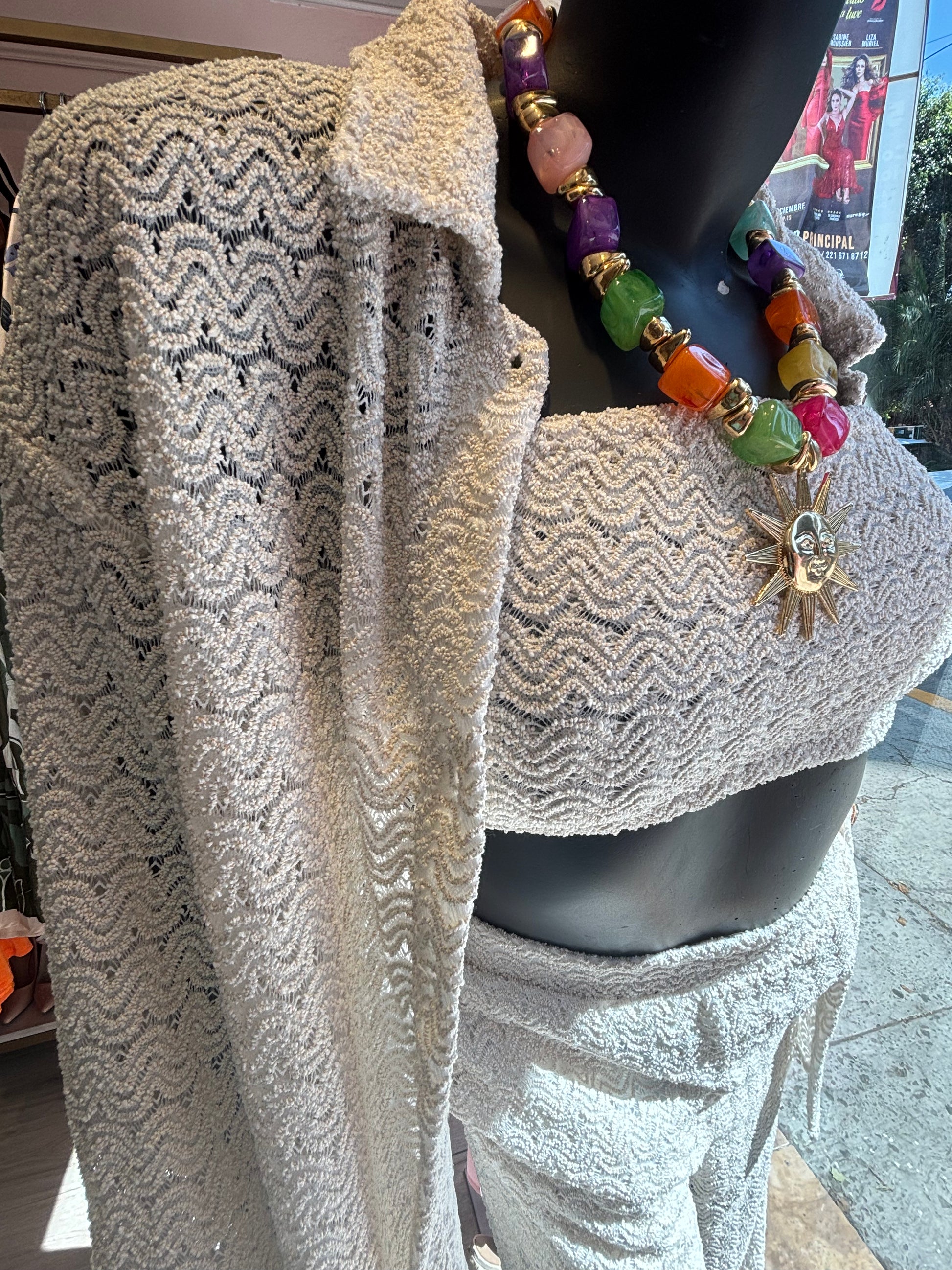 Set de 3 piezas crochet blanco