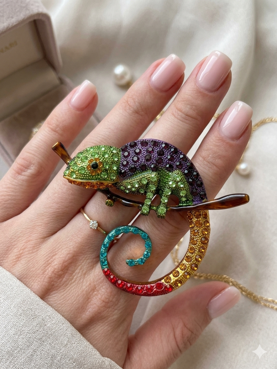 Broche Camaleón "Arcoíris Real