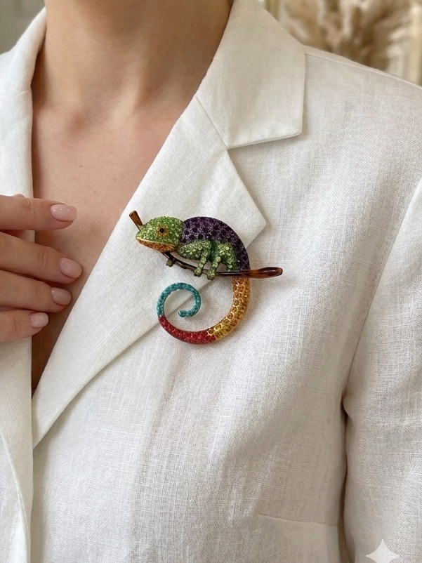 Broche Camaleón "Arcoíris Real