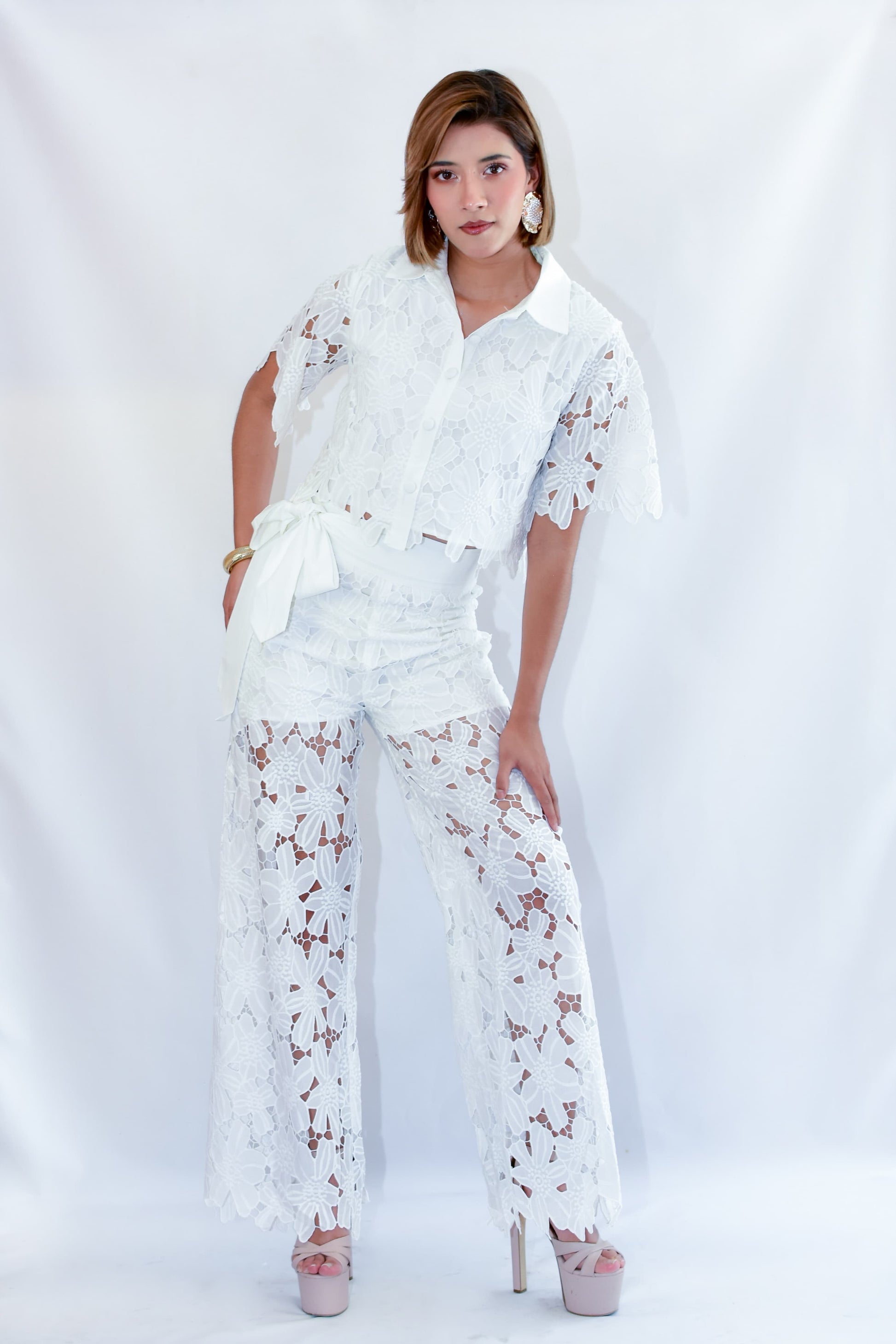 Set  Pantalon Encaje Blanco