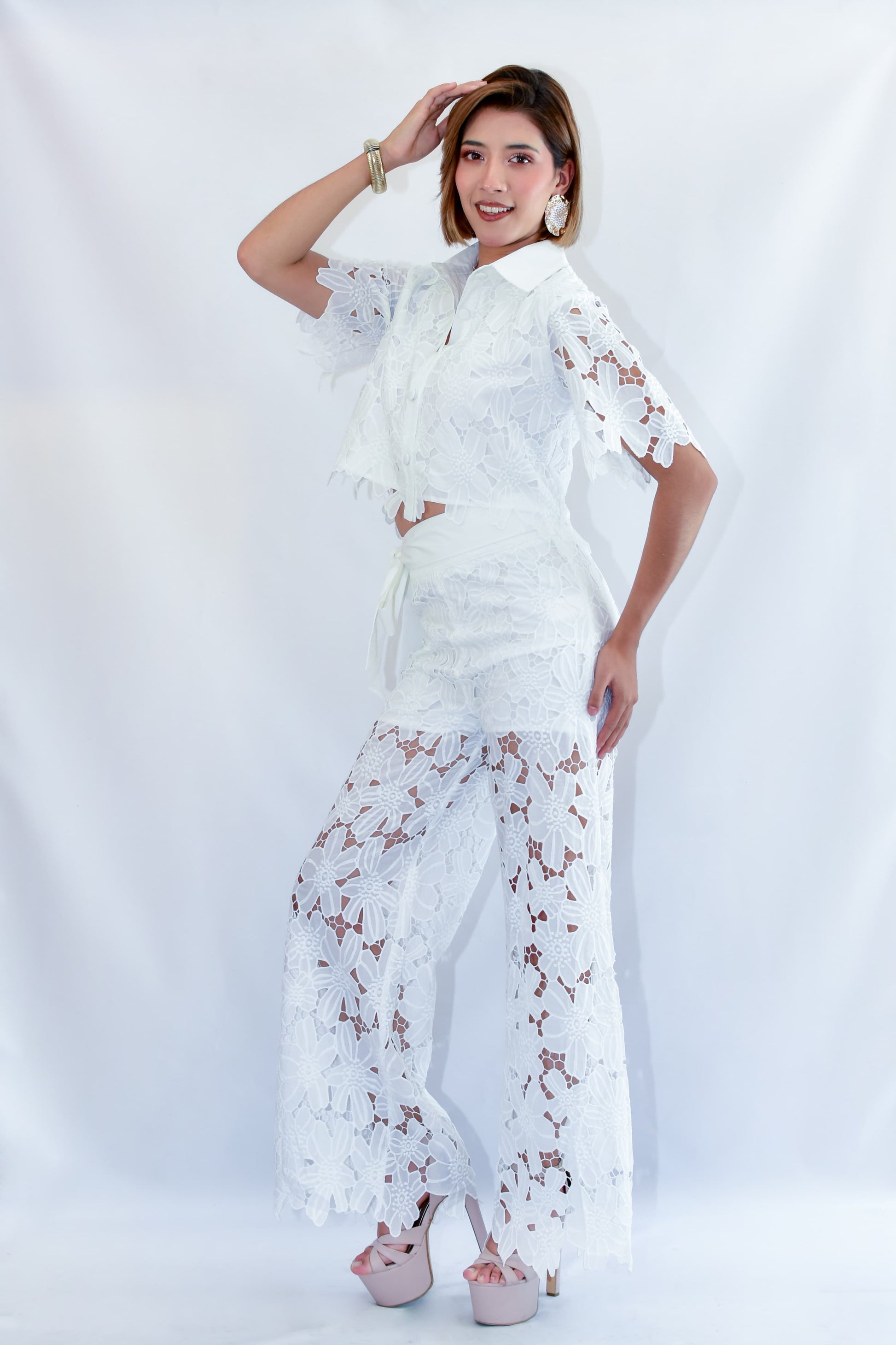 Set  Pantalon Encaje Blanco